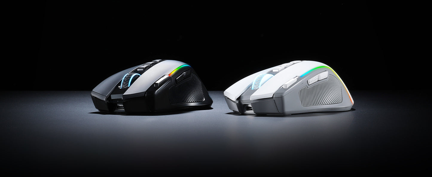 Redragon M612 PRO RGB BT 2.4G Ratón gaming gamer, óptico inalámbrico de 8000 DPI, 9 botones programables, 7 modos de retroiluminación, B