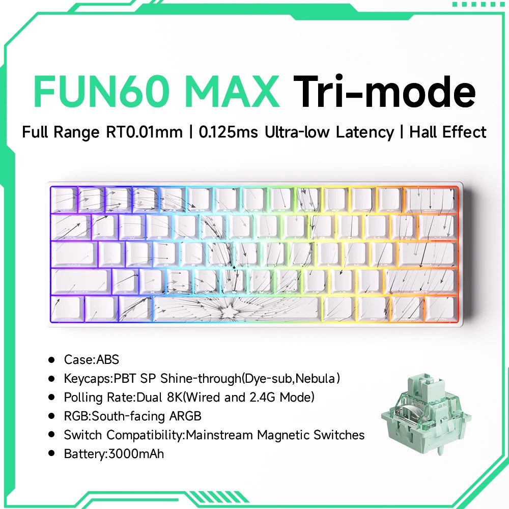 Akko MonsGeek FUN60 PRO&MAX HE Machanical Keyboard Magnetic Switch 60% Gaming Keyboard Rapid Trigger 8K Custom Keyboard