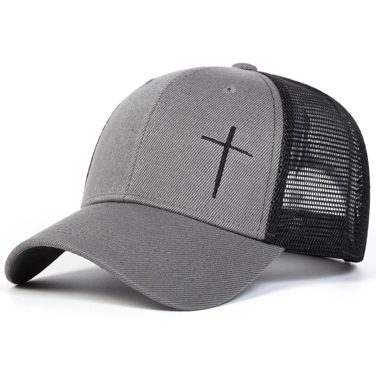 Unisex Cross Embroidery Baseball Net Caps Adjustable Casual Hats Spring and Summer Outdoor Sunscreen Hat