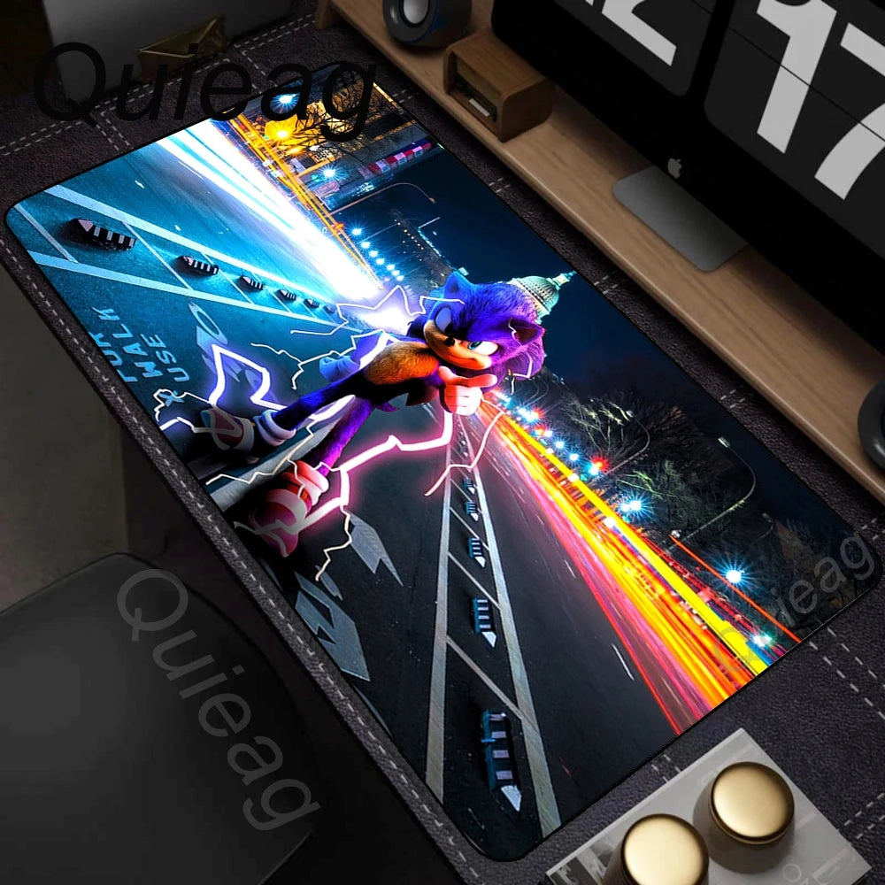Anime Sonic The Hedgehog Mousepad XXL Deskmat With Lockrand Gaming Accessories Mousepad HD Print Gaming Keyboard Pad Padding Mat