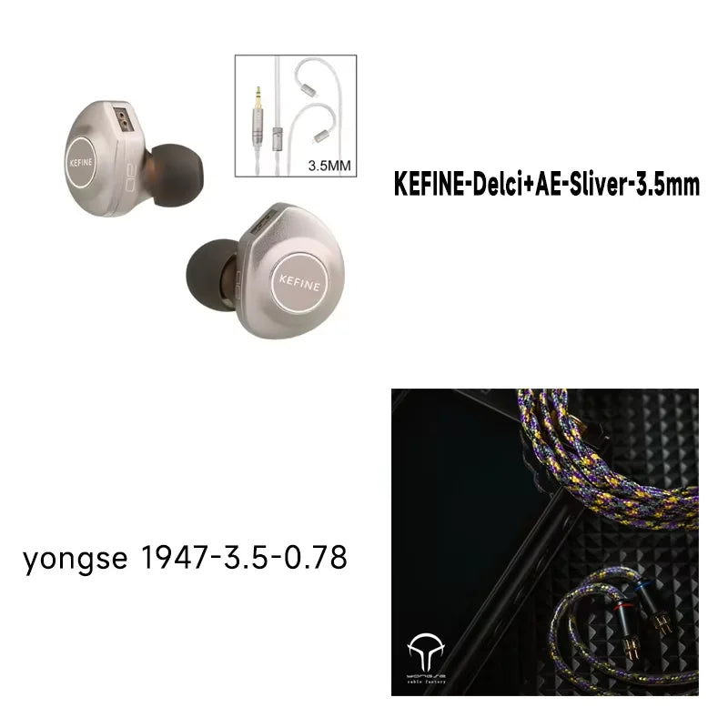 Auscultadores intra-auriculares com fio Kefine X ANELEARS Delci AE 10mm HiFi IEM – Monitores In-Ear com driver DLC+PU e afinação dupla para música e gaming