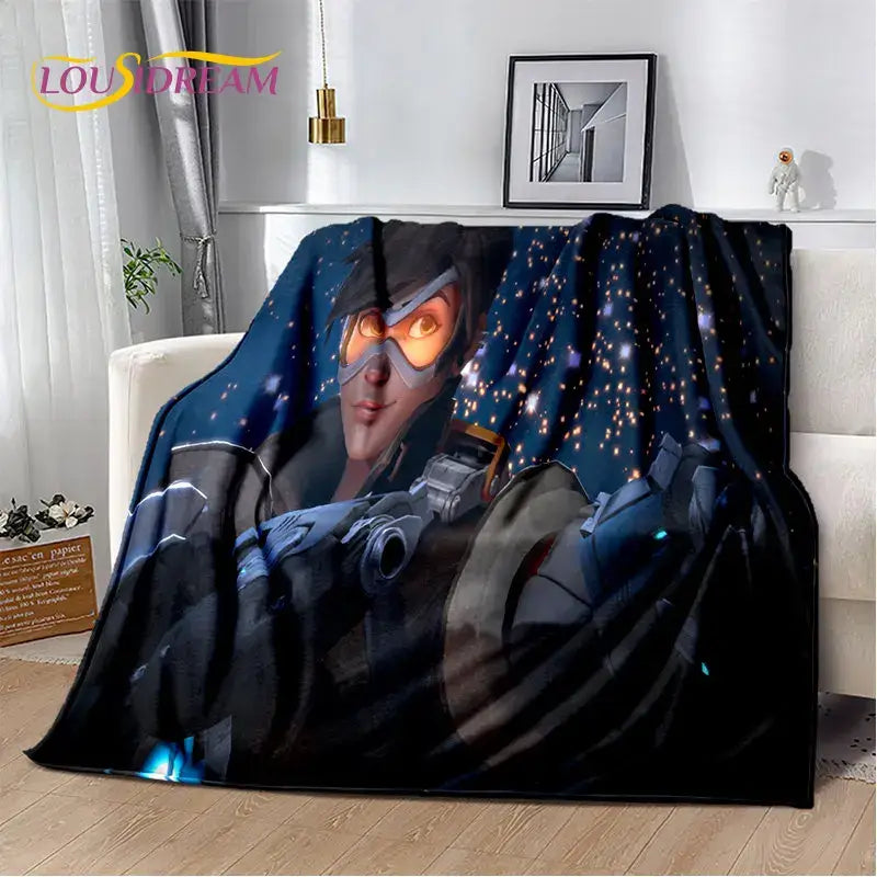 Overwatch Game Gamer DVA Reaper Soft Plush Blanket,Flannel Blanket Throw Blanket for Living Room Bedroom Bed Sofa Picnic Kid 3D