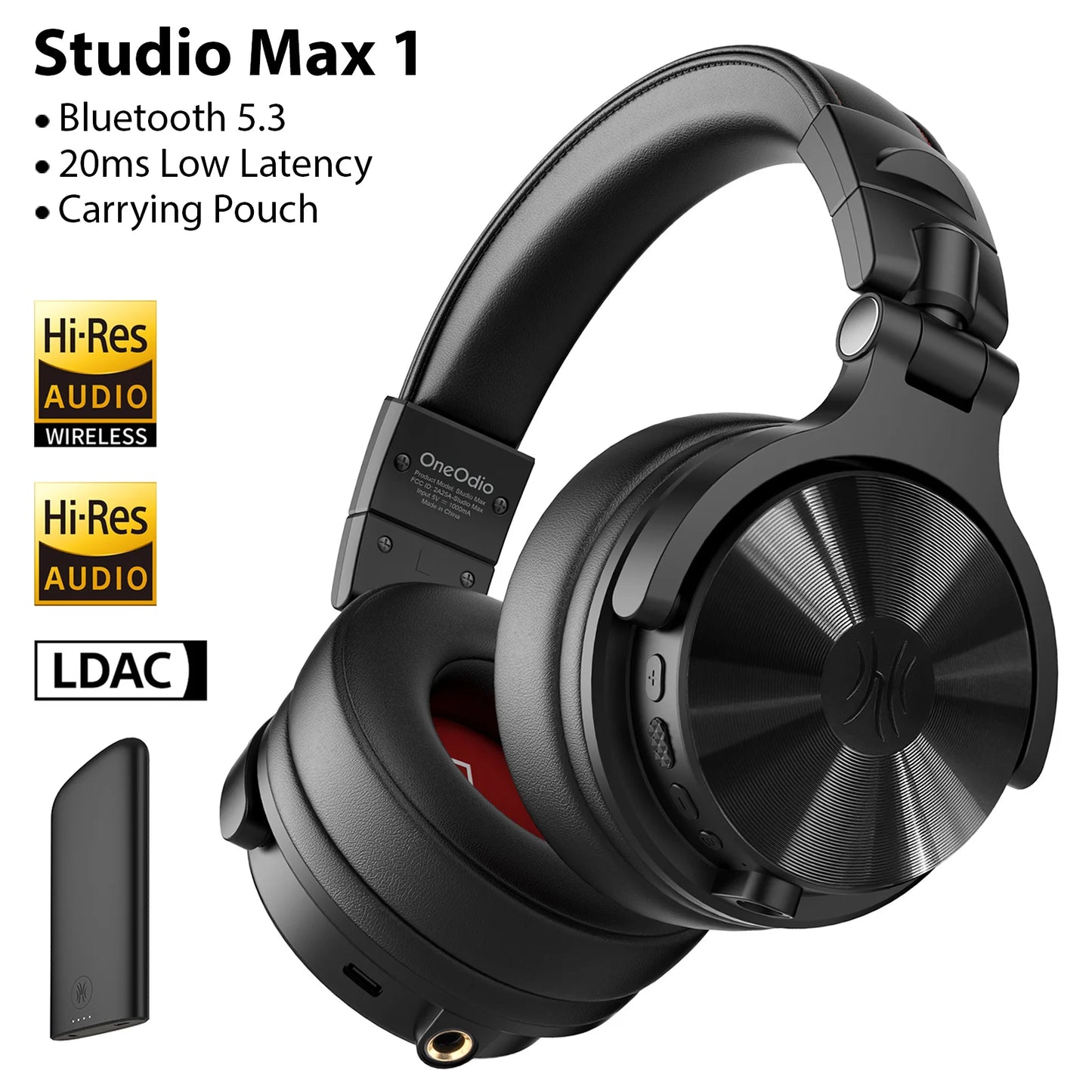 Auriculares DJ inalámbricos OneOdio Studio Max Bluetooth 6.0 – Latencia ultrabaja de 9ms, auriculares circumaurales de monitoreo de estudio Hi-Res LDAC con micrófono