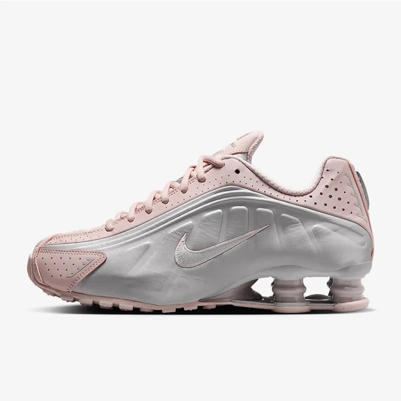 Nike Shox R4 Women's Running Shoes Low-Top Casual Comfort Breathable Wear-Resistant Support White Sail Crimson AR3565-103