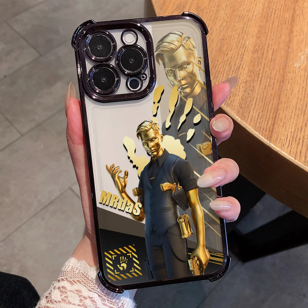 Cartoon Games F-Fortnite Plating Phone Case For Xiaomi 15T, 15, 14, 13, Poco M7, F7, F4, F5, X7, X6, X5 Pro Ultra 4G 5G Anti-Fall Airbag