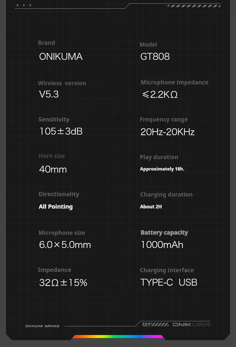 ONIKUMA GT808 Wireless Gaming Headset 2.4G/Bluetooth/Wired 3-Mode Over-Ear Gaming Headphones with Noise-Cancelling Mic for PC PS4 PS5