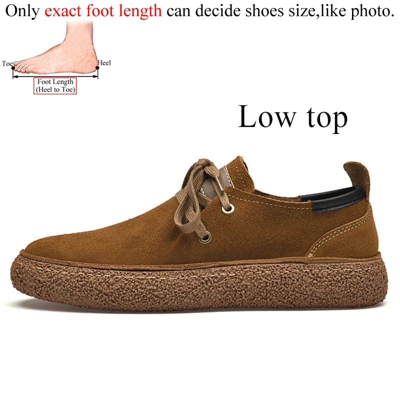 Luxury Brand Men Suede Leather Casual Shoes Genuine Leather Natural Handmade Anti-Skid Design Spring Autumn