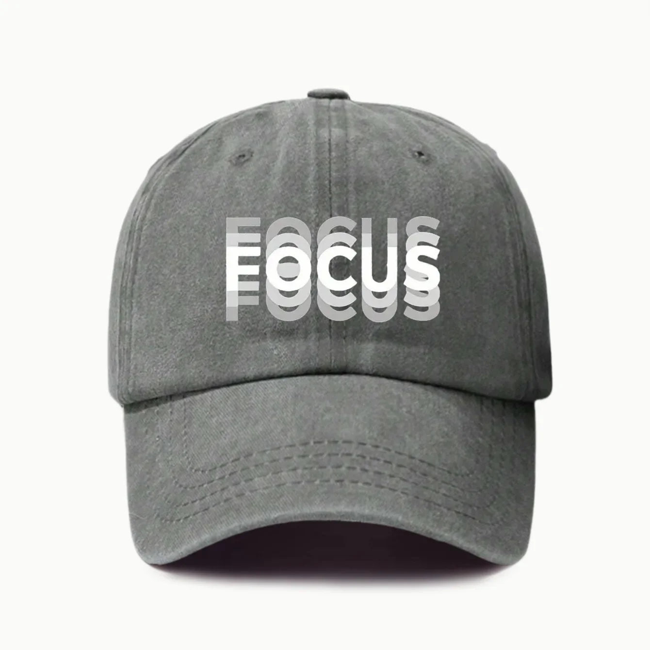 FOCUS Print Cap Washed Cotton Adjustable Classic Style Baseball Cap, Sports Duckbill Hat for Men and Women