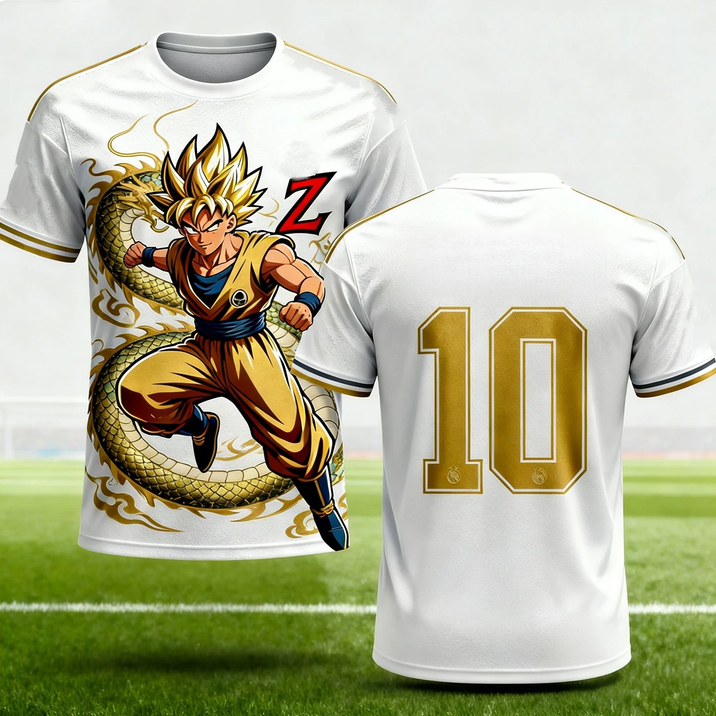 2026 Summer Dragon Ball Goku 10 Soccer Energy 3D Print Oversized T-shirt Men Women Unisex Y2K Anime Tee Kids Adult Tops