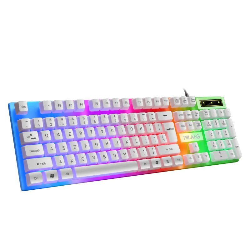Teclado con cable USB KEBIDUMEI RGB retroiluminado para gaming, teclado estándar de 104 teclas, teclado de membrana para PC, portátil, Windows e iOS