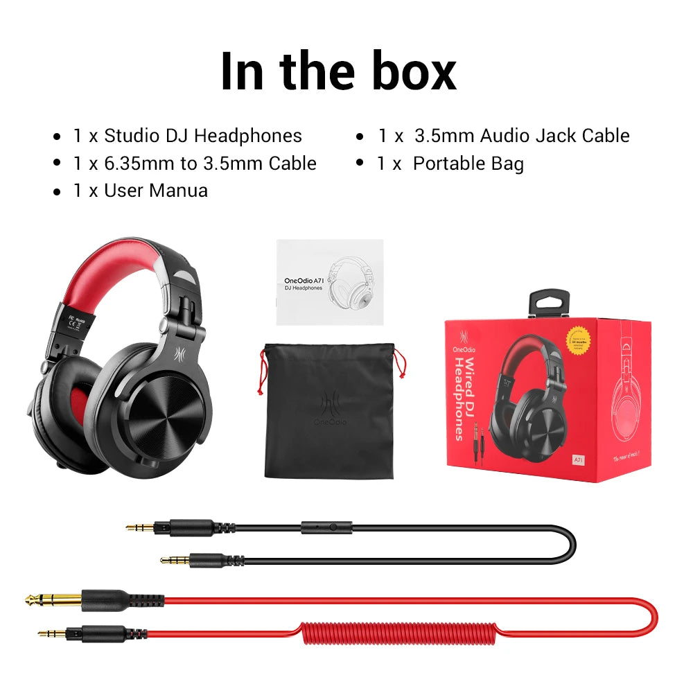 OneOdio kabelgebundene Over-Ear-DJ-Studiokopfhörer mit Mikrofon – Mixing- & Monitoring-Headset mit 40mm Treiber für Gaming & Aufnahmen