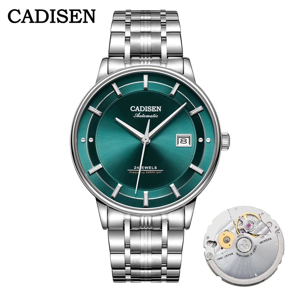 CADISEN Ultra-thin Mechanical Wriswatch Japan MIYOTA 9015 Top Brand Luxury Single-dome Sapphire Crystal Automatic Watch Man