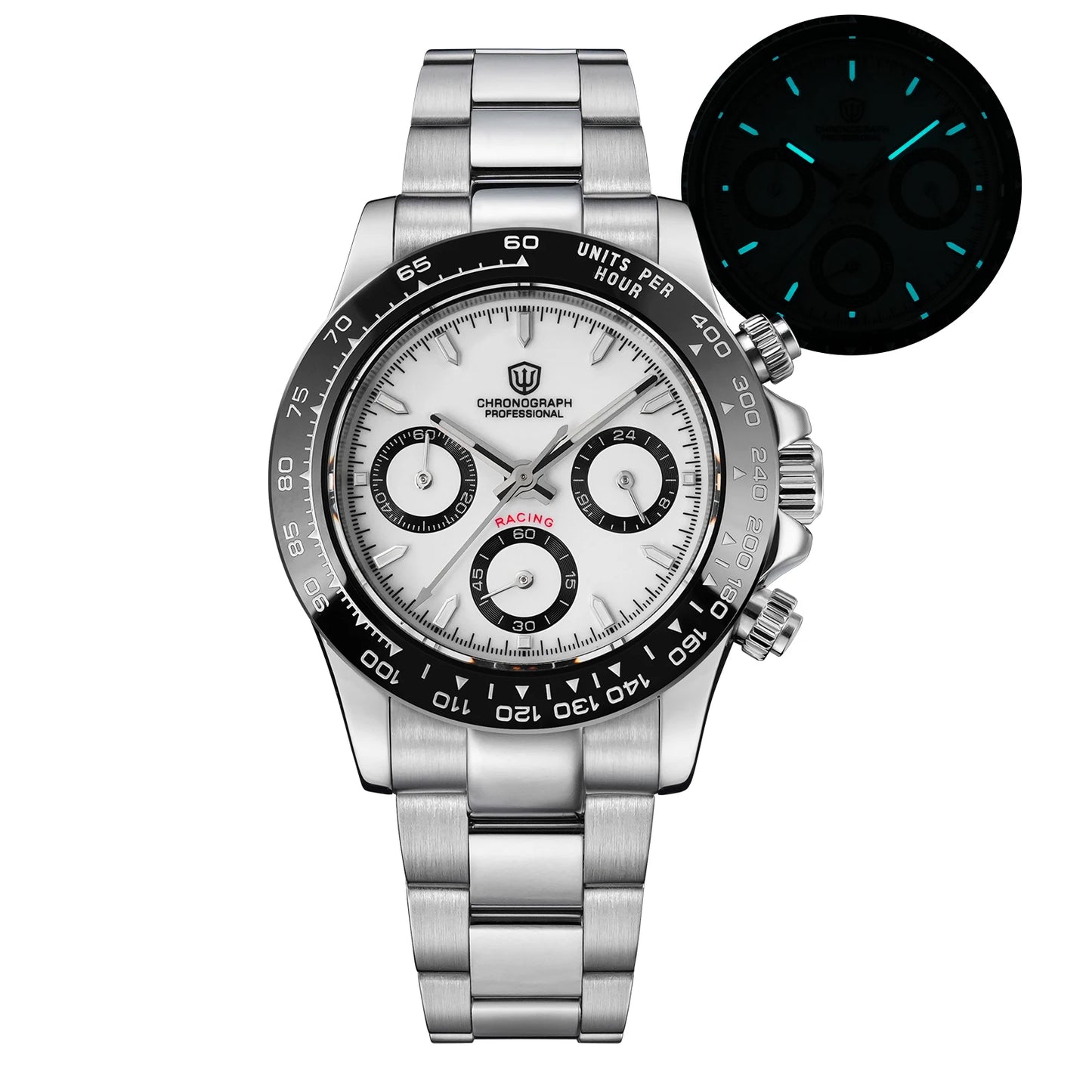 Watchdives WD16500 V2 Men Watch VK63 Quartz Movement Chronograph Wristwatch Stainless Steel Sapphire Crystal Luminous Watches