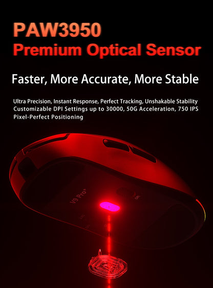 Aula V9 Ultra безжична e-sports гейминг мишка Double 8k 3mode PAW 3950 8k 55g, лека ергономична мишка, персонализиран аксесоар за PC