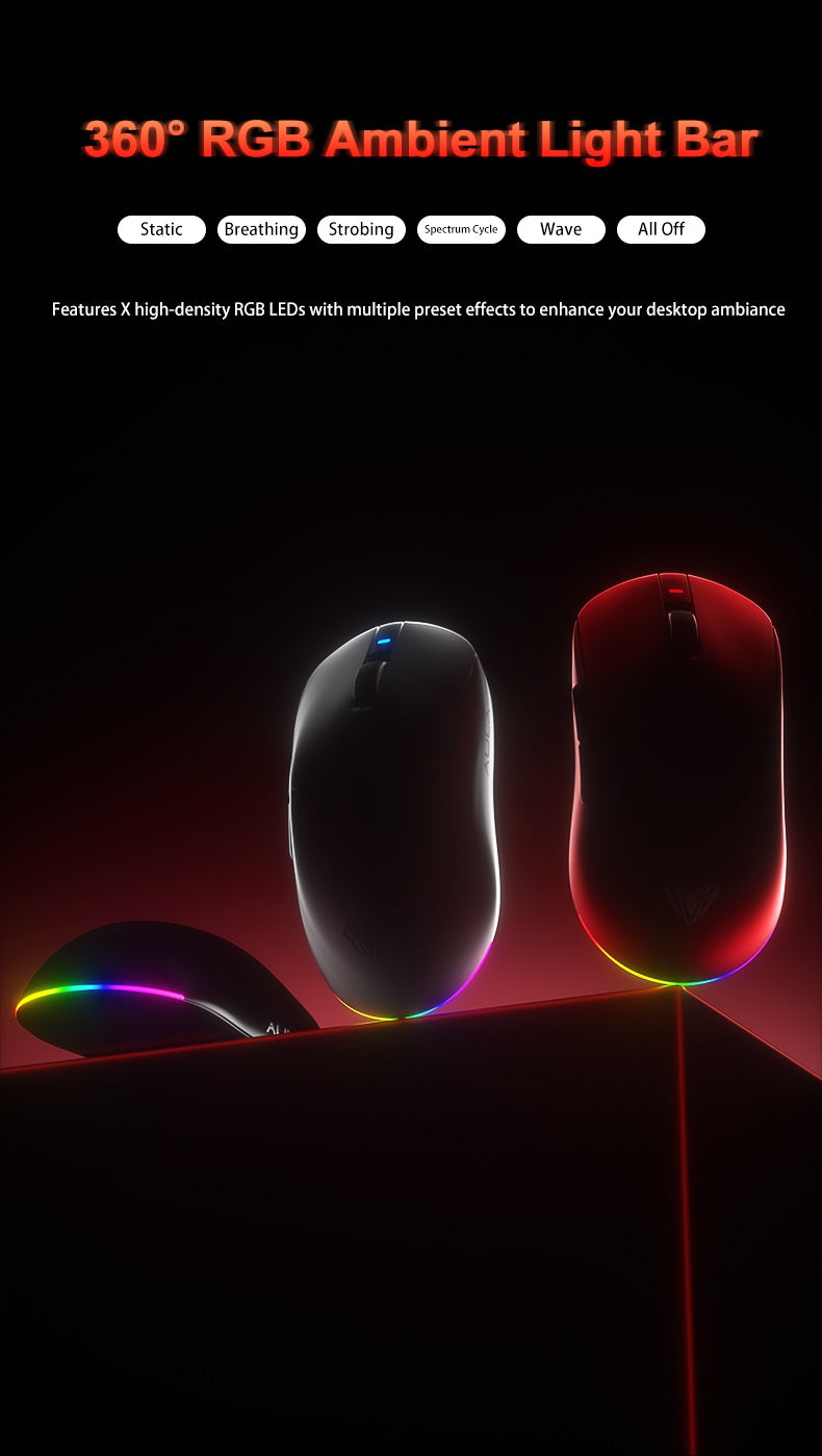 Aula V9 Ultra безжична e-sports гейминг мишка Double 8k 3mode PAW 3950 8k 55g, лека ергономична мишка, персонализиран аксесоар за PC