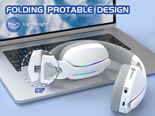 MAMBASNAKE x ATTACK SHARK L90 RGB kabelloses Gaming-Headset – Tri-Mode Bluetooth 2.4G kabellos & kabelgebunden, faltbare Gaming-Kopfhörer mit abnehmbarem Mikrofon