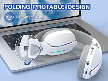 MAMBASNAKE x ATTACK SHARK L90 RGB kabelloses Gaming-Headset – Tri-Mode Bluetooth 2.4G kabellos & kabelgebunden, faltbare Gaming-Kopfhörer mit abnehmbarem Mikrofon