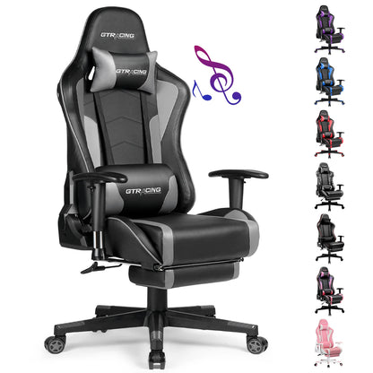 GTPLAYER Gaming chair with Footrests Bluetooth loudspeaker Music chair Ergonomic Computer chair Desk chair