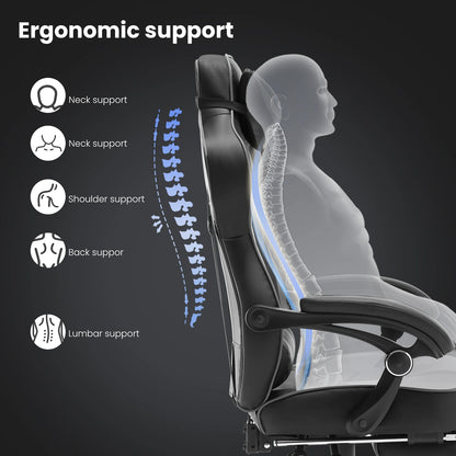 WOLTU Swivel  Gaming Racing Chair Desk Office Computer Chair Sports Seat with Headrest Lumbar Cushion Footrest Gamer Chair