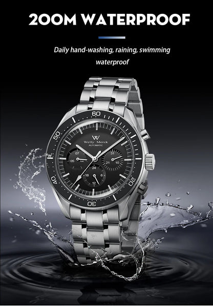 WM Watch Automatic Mechanical Watch 200M Waterproof Casual Classic Business Welly Merck Men Watches 170M-WM