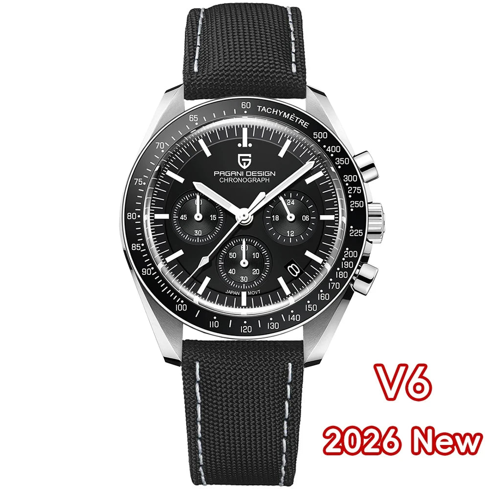 PAGANI DESIGN 2026 Neue rote Luxusuhr für Herren, Quarz-Armbanduhr mit Chronograph, automatischem Datum, wasserdicht, lokaler Versand