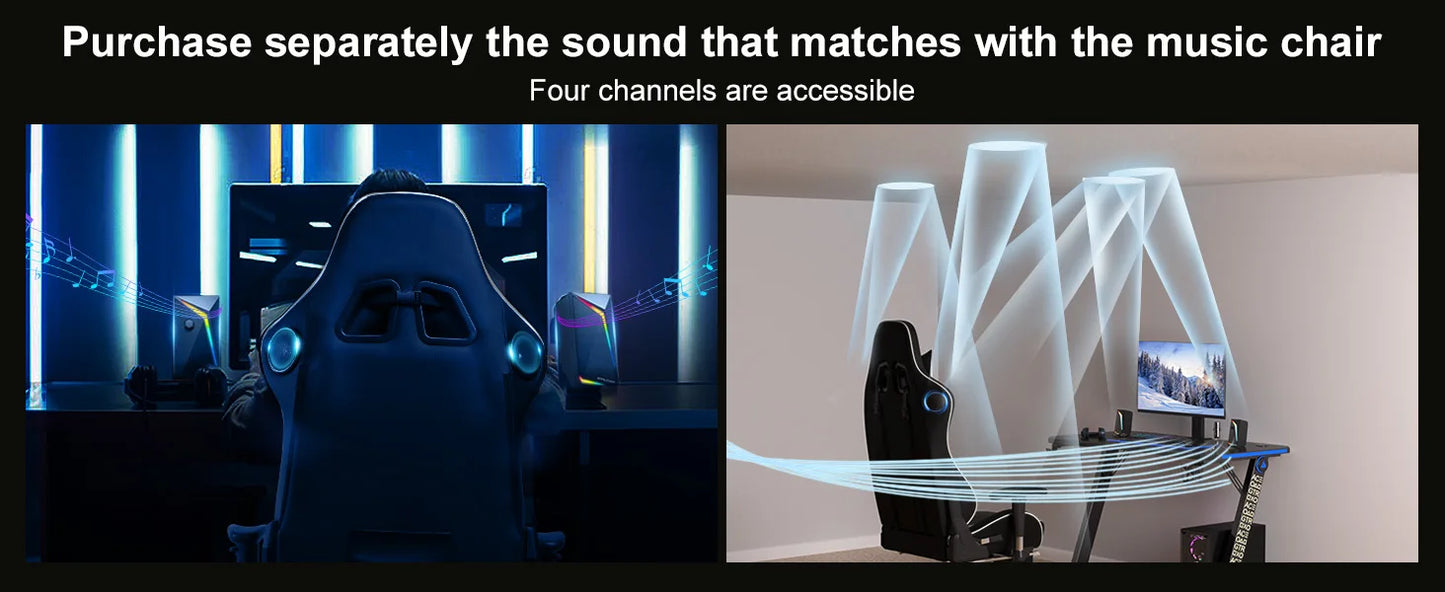 GTPLAYER Gaming chair with Footrests Bluetooth loudspeaker Music chair Ergonomic Computer chair Desk chair