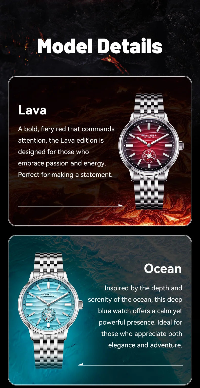 Seagull Watch 39.5mm Men's Watch 5Bar Waterproof Automatic Mechanical Watches Luminous Watches for Men 6180 Men's Watch
