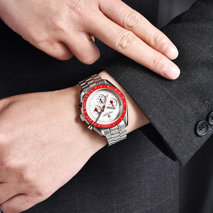 PAGANI DESIGN 2026 Neue rote Luxusuhr für Herren, Quarz-Armbanduhr mit Chronograph, automatischem Datum, wasserdicht, lokaler Versand