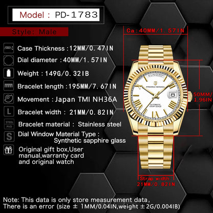 2026 New PAGANI DESIGN add40 Men's Watch NH36 Mechanical wistwatch Luxury Automatic Watch For Men AR Sapphire water lock