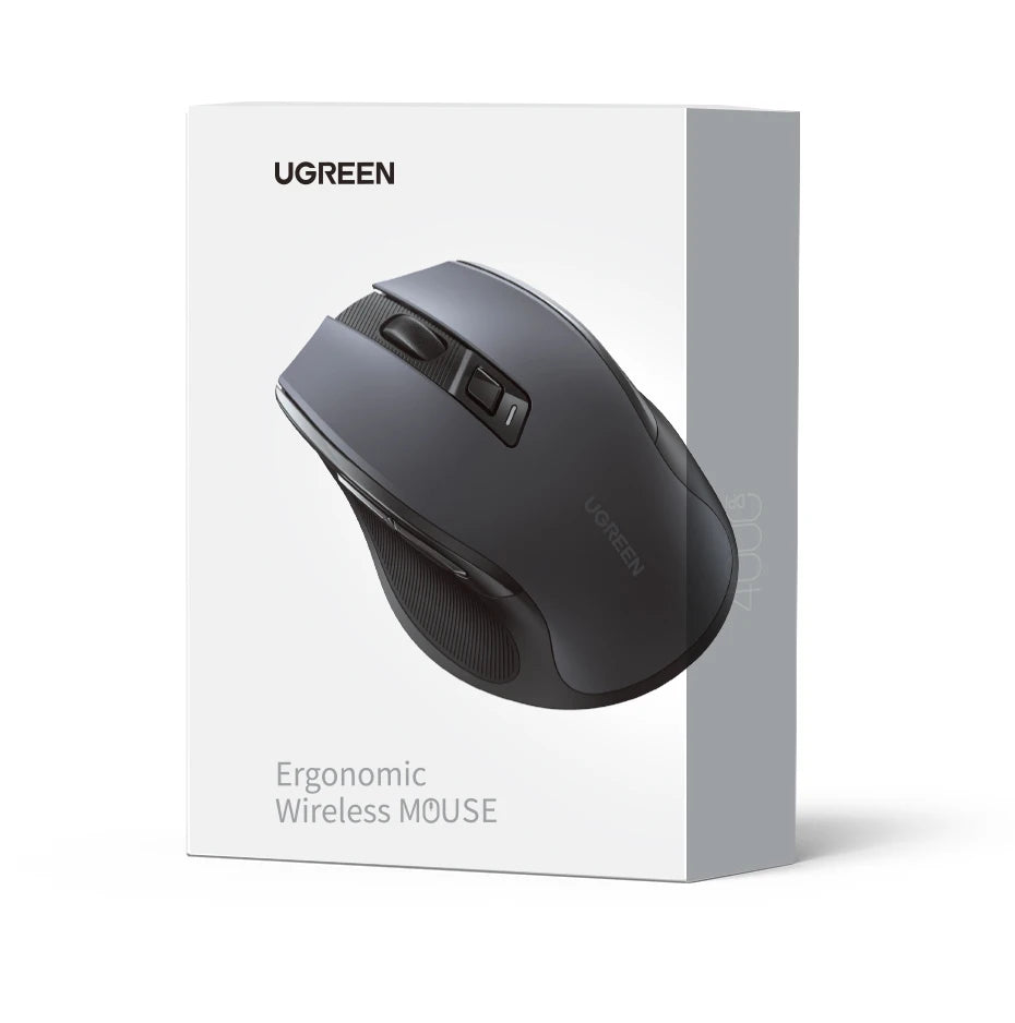 Ratón inalámbrico UGREEN Bluetooth 5.0 ergonómico, 4000DPI, 6 botones silenciosos, para MacBook, tabletas, portátiles, ordenador PC, 2.4G