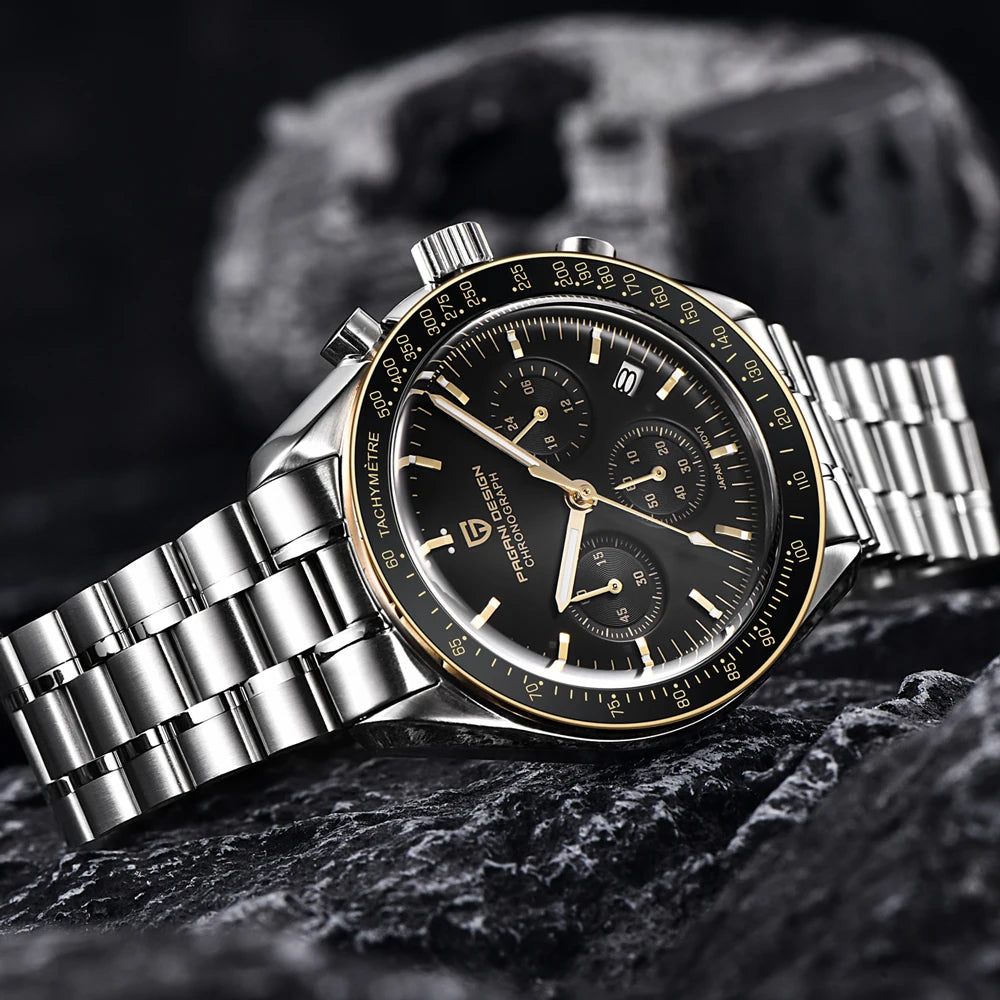 PAGANI DESIGN 2026 Neue rote Luxusuhr für Herren, Quarz-Armbanduhr mit Chronograph, automatischem Datum, wasserdicht, lokaler Versand