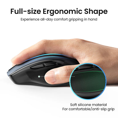 Ratón inalámbrico UGREEN Bluetooth 5.0 ergonómico, 4000DPI, 6 botones silenciosos, para MacBook, tabletas, portátiles, ordenador PC, 2.4G