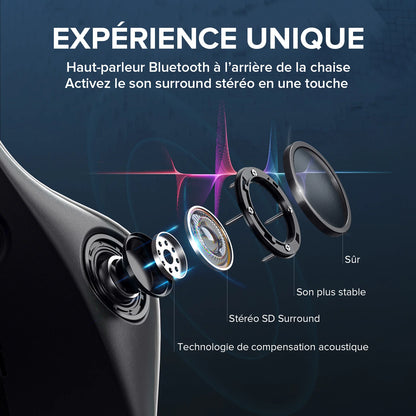 GTPLAYER Gaming chair with Footrests Bluetooth loudspeaker Music chair Ergonomic Computer chair Desk chair