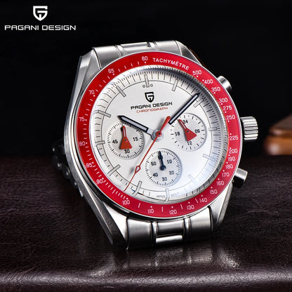 PAGANI DESIGN 2026 Neue rote Luxusuhr für Herren, Quarz-Armbanduhr mit Chronograph, automatischem Datum, wasserdicht, lokaler Versand