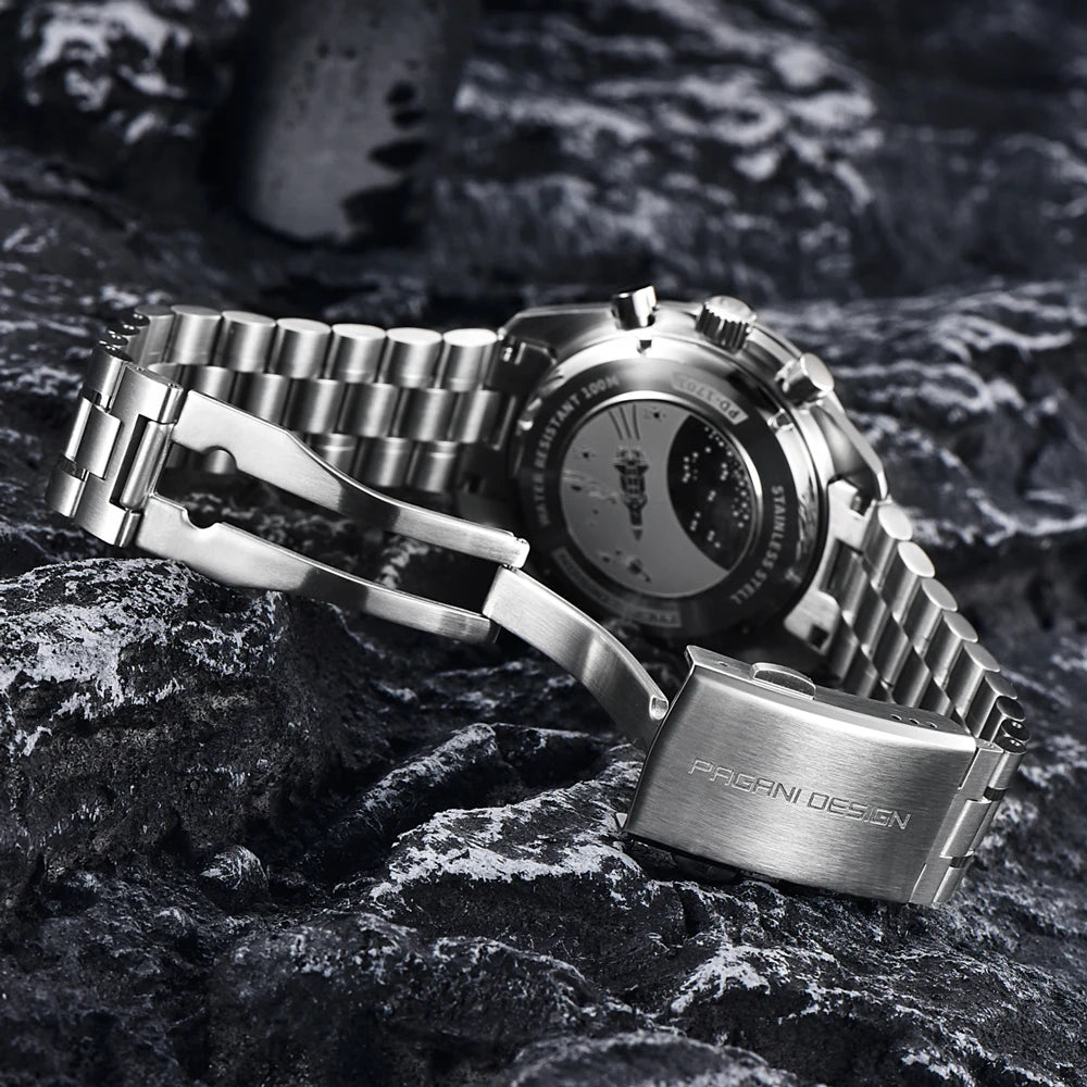 PAGANI DESIGN 2026 Neue rote Luxusuhr für Herren, Quarz-Armbanduhr mit Chronograph, automatischem Datum, wasserdicht, lokaler Versand