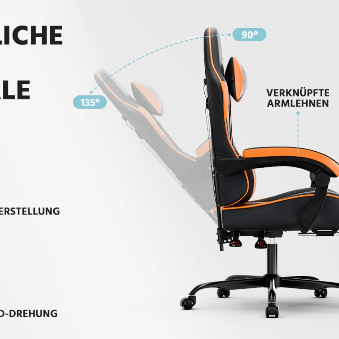 Gaming Chair Ergonomic Gaming Chair with Lumbar Support, Breathable PU Leather Office Chair, Comfortable Computer Chair, Load Capacity 2