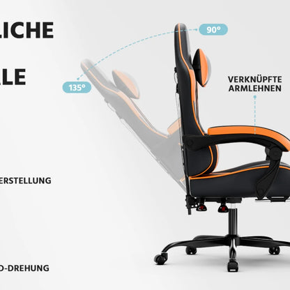 Gaming Chair Ergonomic Gaming Chair with Lumbar Support, Breathable PU Leather Office Chair, Comfortable Computer Chair, Load Capacity 2