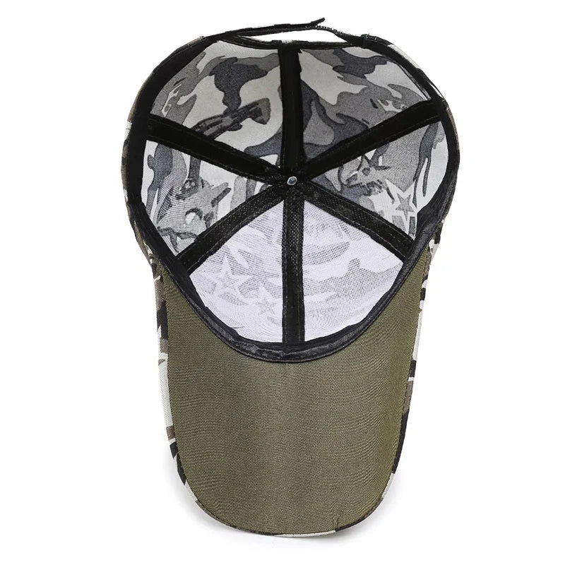 Camouflage baseball cap, outdoor sports adjustable quick-buckle sun hat, unisex