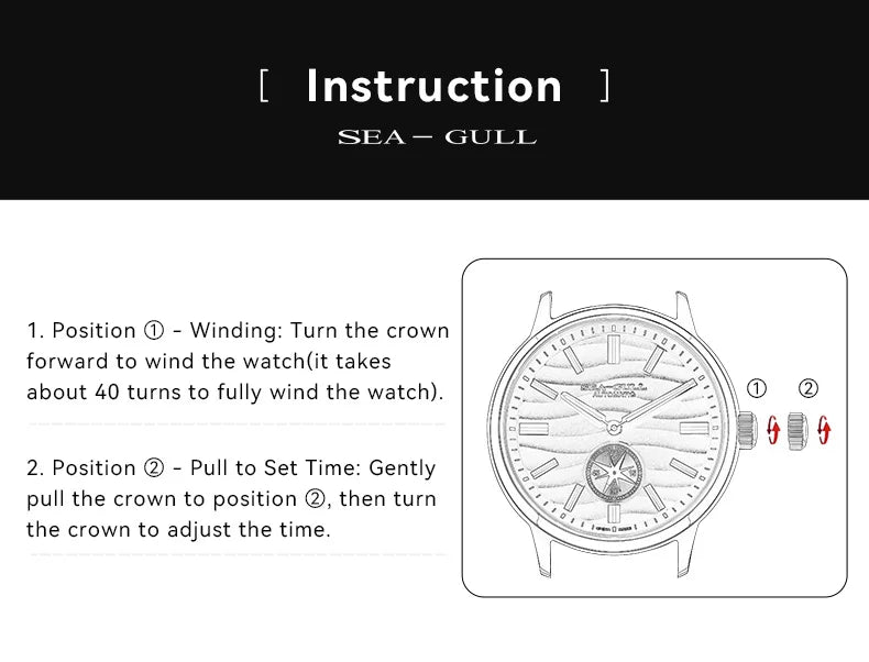Seagull Watch 39.5mm Men's Watch 5Bar Waterproof Automatic Mechanical Watches Luminous Watches for Men 6180 Men's Watch