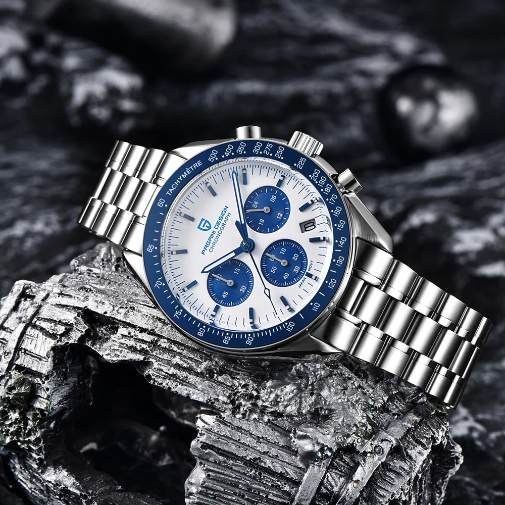PAGANI DESIGN 2026 Neue rote Luxusuhr für Herren, Quarz-Armbanduhr mit Chronograph, automatischem Datum, wasserdicht, lokaler Versand