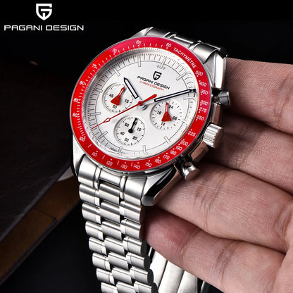 PAGANI DESIGN 2026 Neue rote Luxusuhr für Herren, Quarz-Armbanduhr mit Chronograph, automatischem Datum, wasserdicht, lokaler Versand