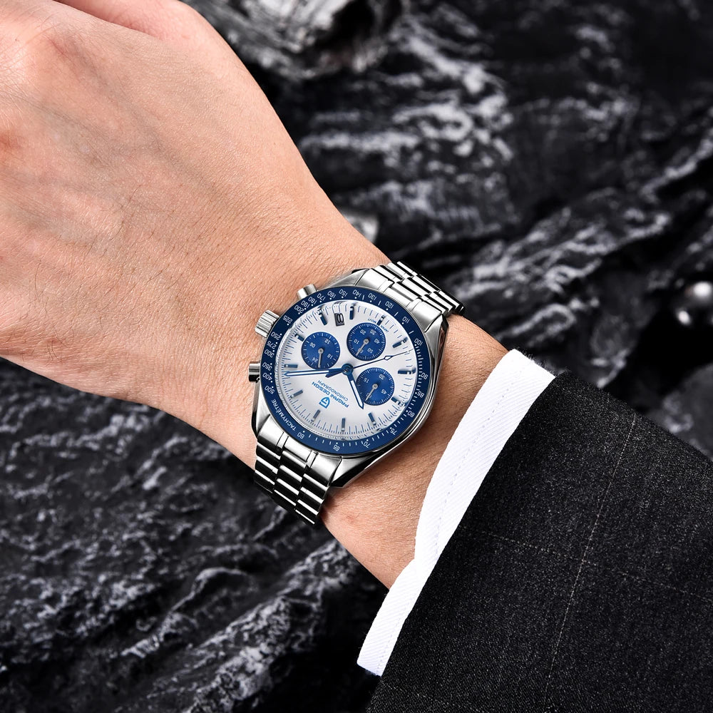 PAGANI DESIGN 2026 Neue rote Luxusuhr für Herren, Quarz-Armbanduhr mit Chronograph, automatischem Datum, wasserdicht, lokaler Versand