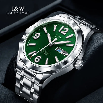 CARNIVAL Herren-Armbanduhr aus Wolfram – mechanische Luxusuhr mit NH36-Automatikwerk, wasserdicht