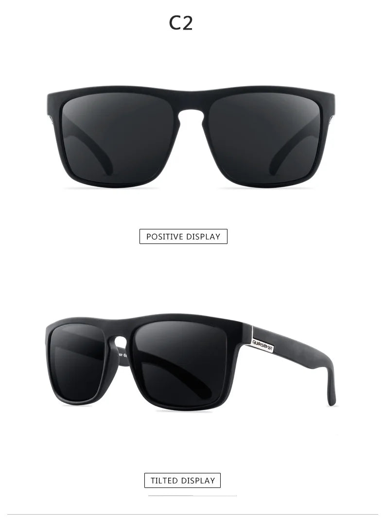 2PCS Fashion Square Polarized Sunglasses Men Vintage Plastic Male Sun Glasses Women Stylish Black Sport Shades UV400