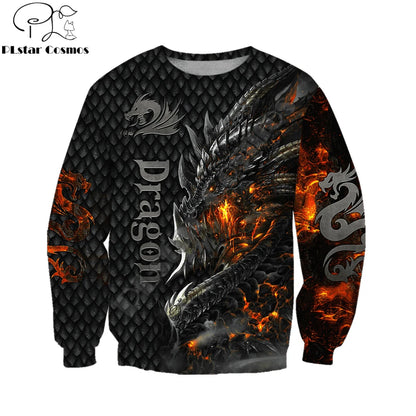 Wunderschöner Feuerdrache 3D-Allover-Print Herren-Hoodie Unisex-Kapuzenpullover Sweatshirt Herbst-Streetwear Freizeitjacke Trainingsanzug KJ749