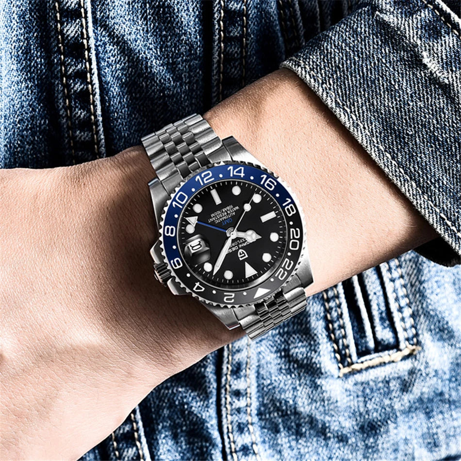 PAGANI DESIGN Men's Automatic Watches Sapphire Glass 40mm Ceramic GMT Mechanical Wristwatch Top Brand Sports Waterproof Men's Watch