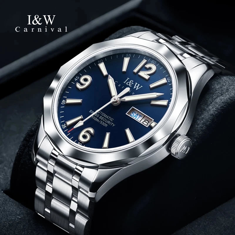CARNIVAL Herren-Armbanduhr aus Wolfram – mechanische Luxusuhr mit NH36-Automatikwerk, wasserdicht