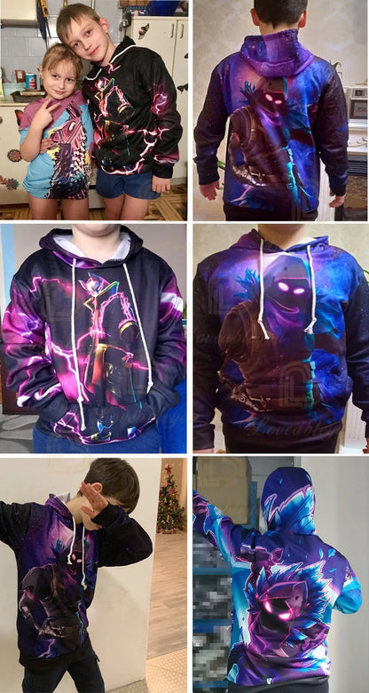 Mikina s kapucí Fortnite s 3D potiskem, plus size, mikina s kapucí / tričko pro děti, módní streetwearová mikina, ležérní bunda