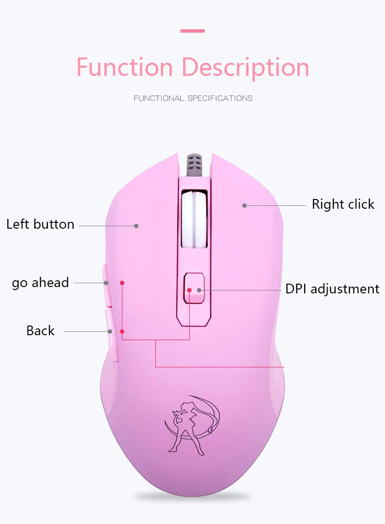 UTHAI DB49 Wired Luminous Pink Mouse 1600 (dpi) Computer Accessories Peripheral Cute Girl Gaming Mouse
