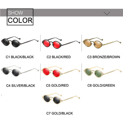 Cateye Street Shoot solbriller til mænd og kvinder, retro, steampunk, gotiske, ovale solbriller med udskåret metalstel, Gafas sol mujer